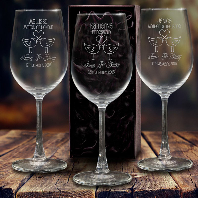 Engraved 350ml Wine Glass Gift Boxed Box Wedding