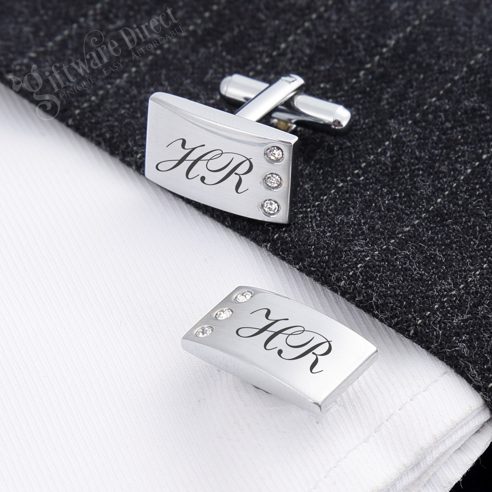 Bling style Silver cufflinks at wholesale prices custom engraved