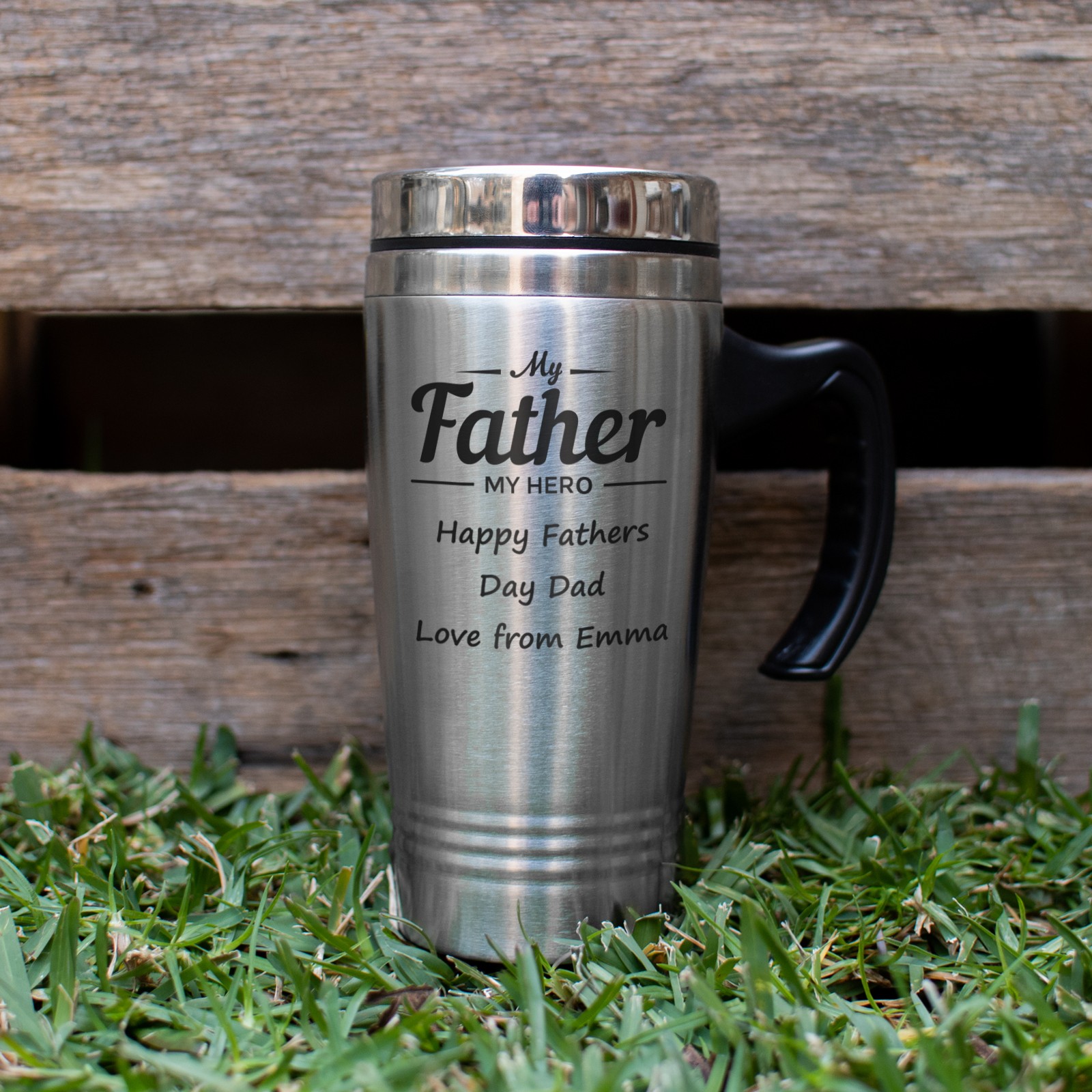Personalised stainless steel Fathers Day Travel Mug Coffee Cup